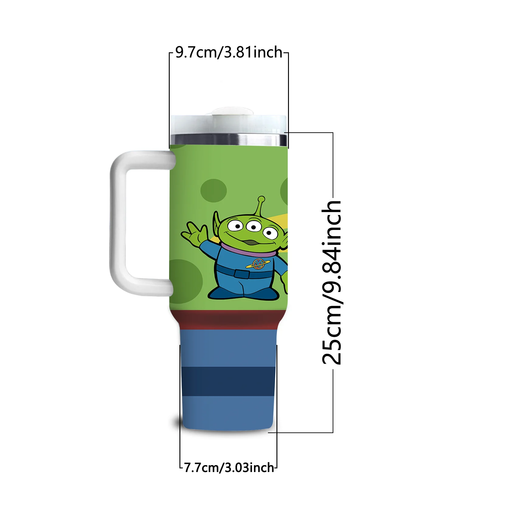 1pc 40oz Disney Toy Story Alien Stainless Steel Tumbler with Handle Straw Insulated Travel Coffee Mug Cute Cartoon Water Bottle