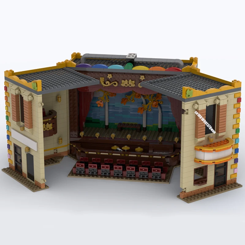 Nieuwe Stad Hot Selling Street View Moc Modulaire Regenboog Theater Bouwstenen Model Diy Creatieve Ideeën Kids Speelgoed Verjaardagscadeau