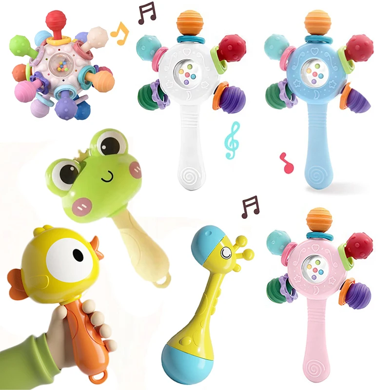 Развивающая игрушка для ребенка 0 6 12 месяцев, сенсорные детские прорезыватели, шарики, погремушки, развивающие игрушки, мягкие погремушки для прорезывания зубов, игры для детей