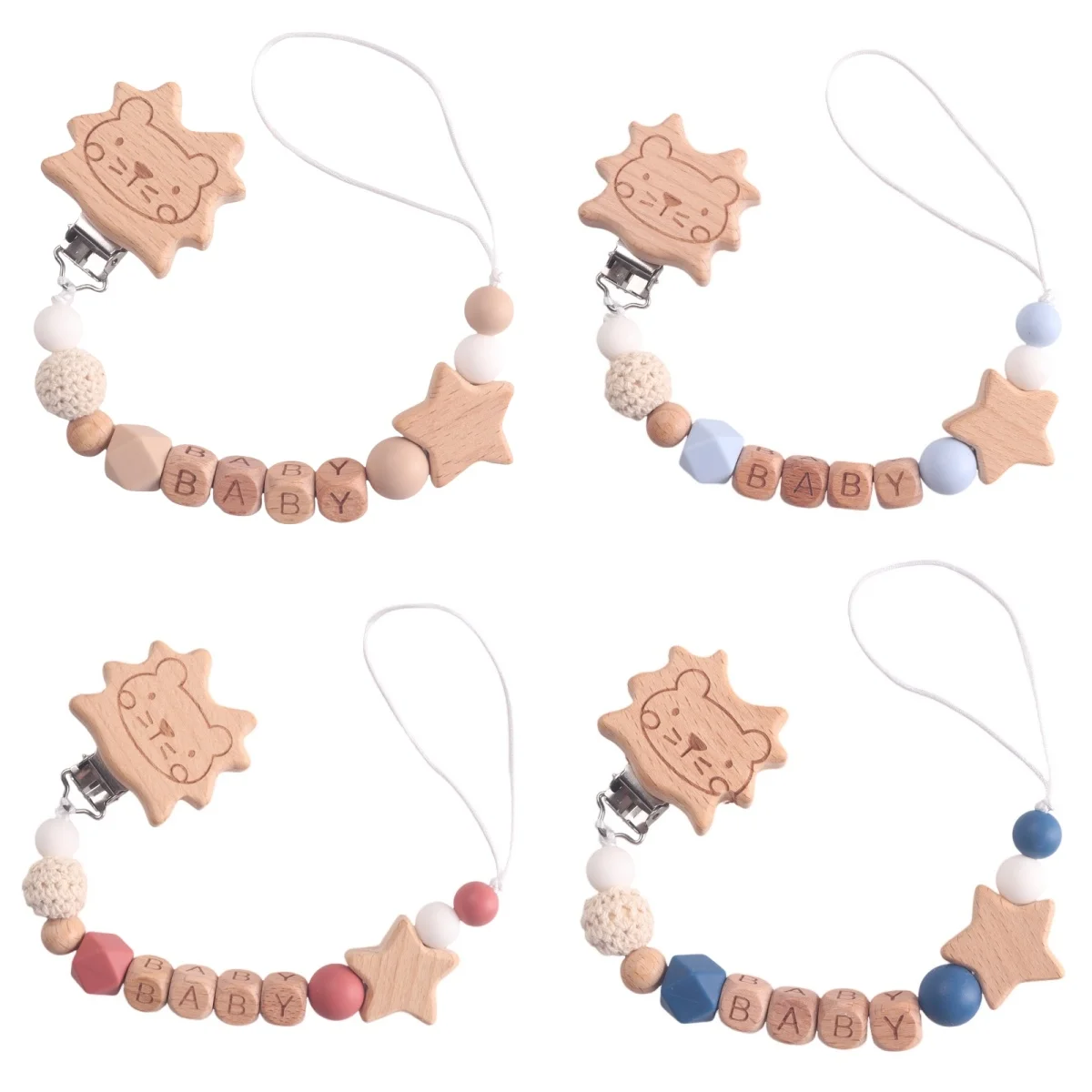 

Baby Beech Clamp Pacifier Chain Cute Lion Bead Dummy Clip Strap Infant Chew Teething Toy