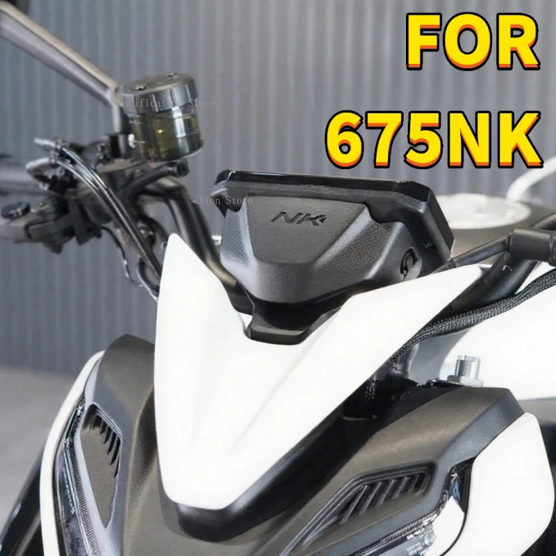 For CFMOTO 675NK Modification carbon fiber Headlight Watermark,Front air dam cover,Starlight white windscreen decorative shell