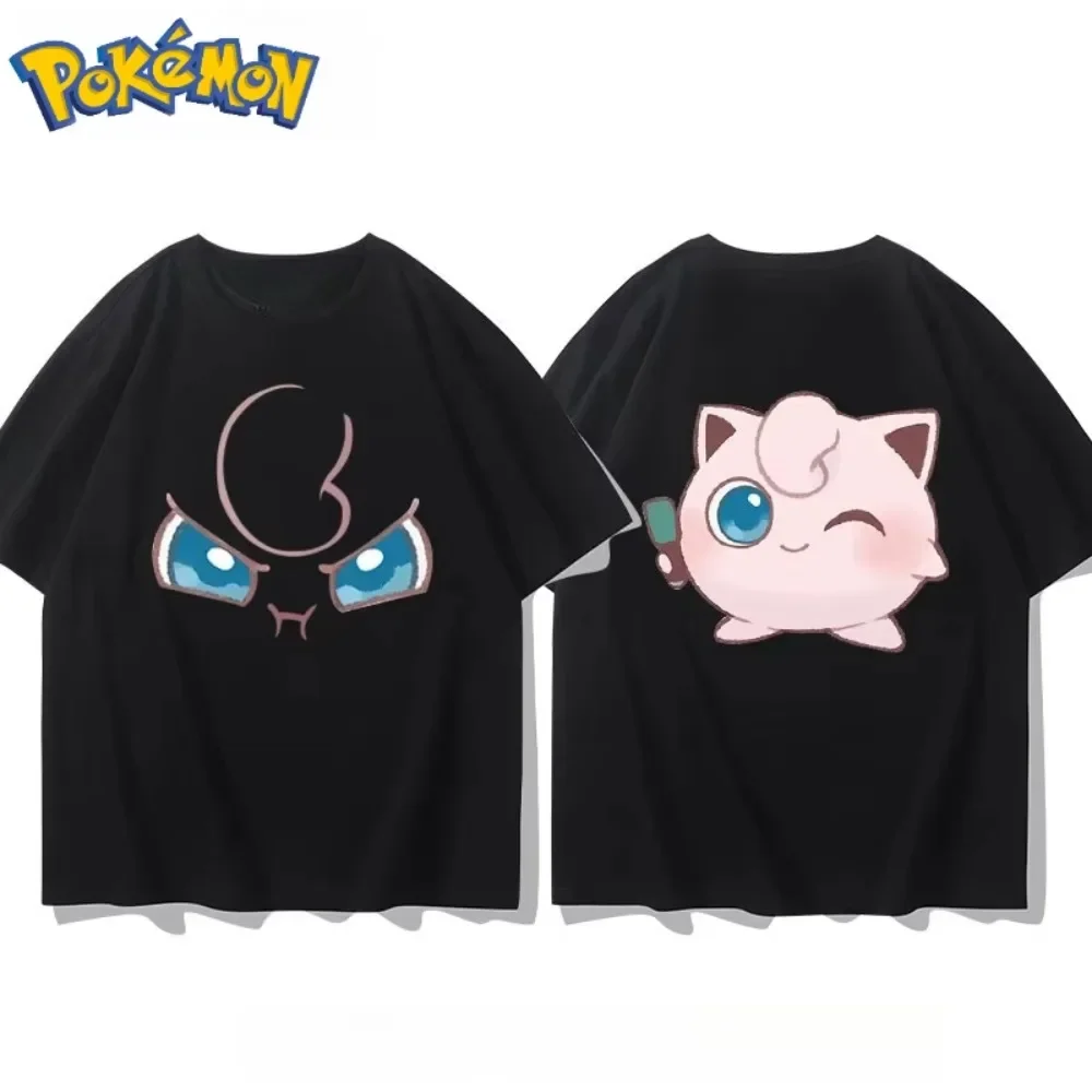 Men's New Summer Jigglypuff Front and Rear Printed T-shirt Kids and Women's Harajuku Loose Casual Versatile Short-sleeved Top