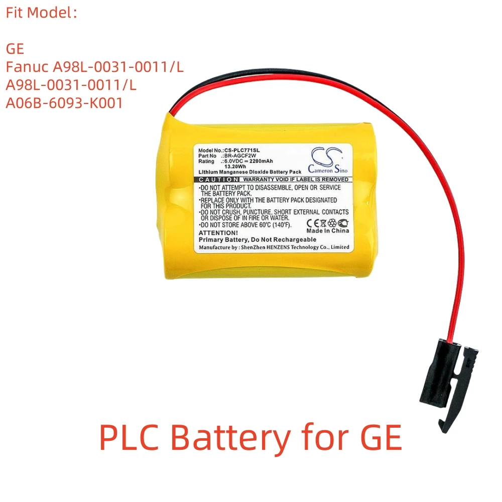 

Li-MnO2 PLC Battery for GE,6.0V,2200mAh,Fanuc A98L-0031-0011/L A98L-0031-0011/L A06B-6093-K001,BR-AGCF2W