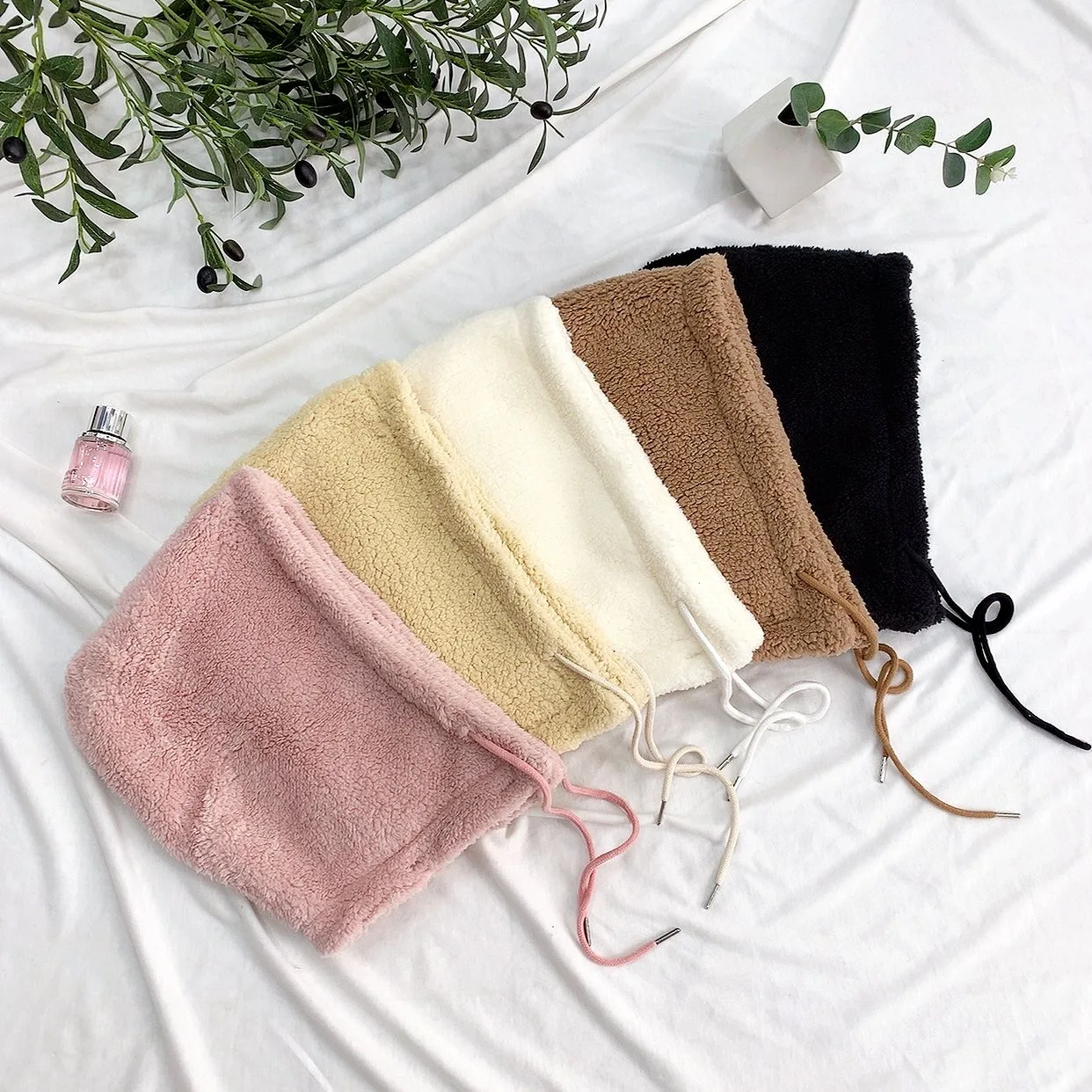 Fleece Fake Hooded Collars Hat For Sweater Pullover Jacket Outwear Winter Flecce Detachable Hooded Fake Collar Cap Drawstring