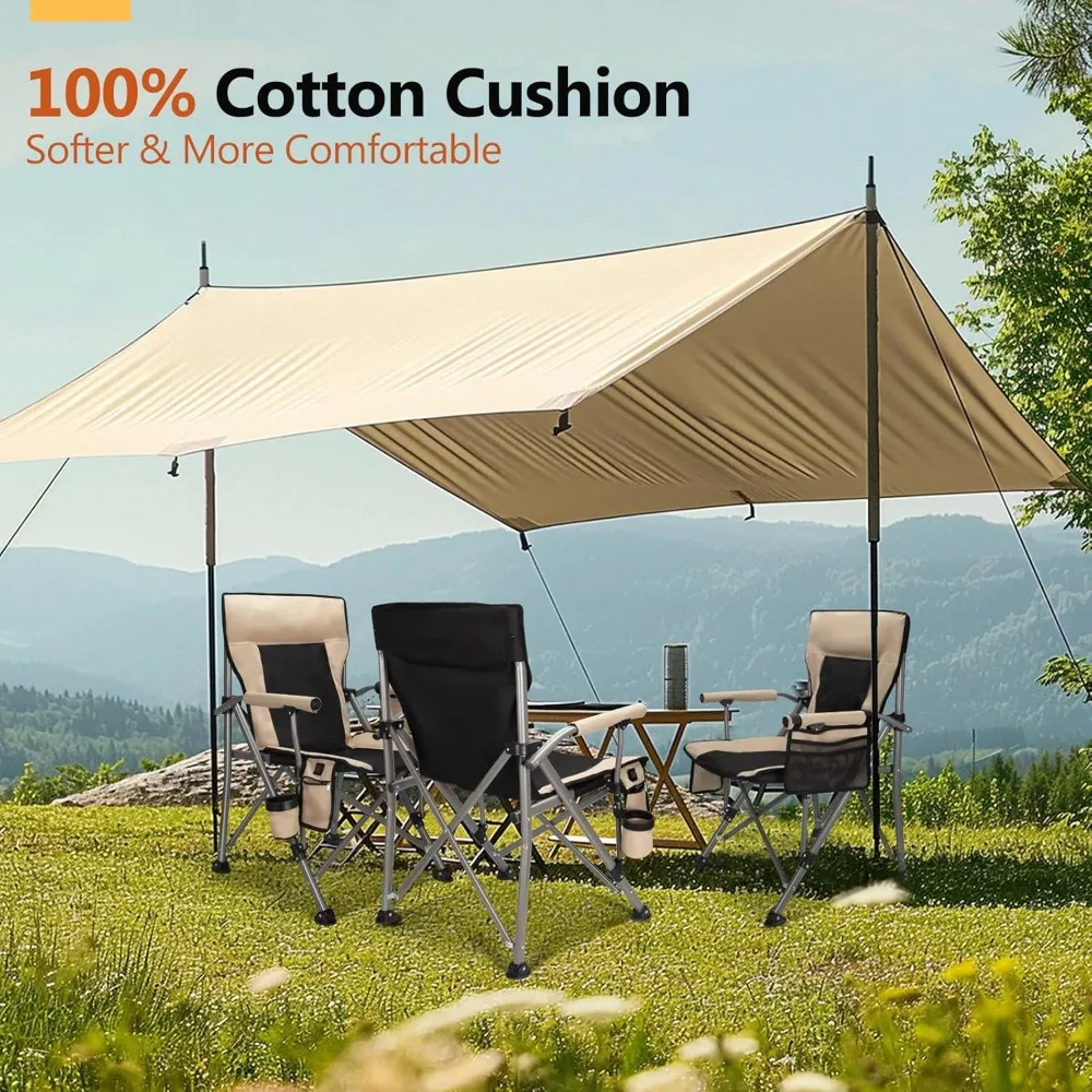 كرسي تخييم محمول ساخن مع بطارية، مبطن ومتين للأنشطة الخارجية، قابل للطي مع دعم عالي التحمل #5