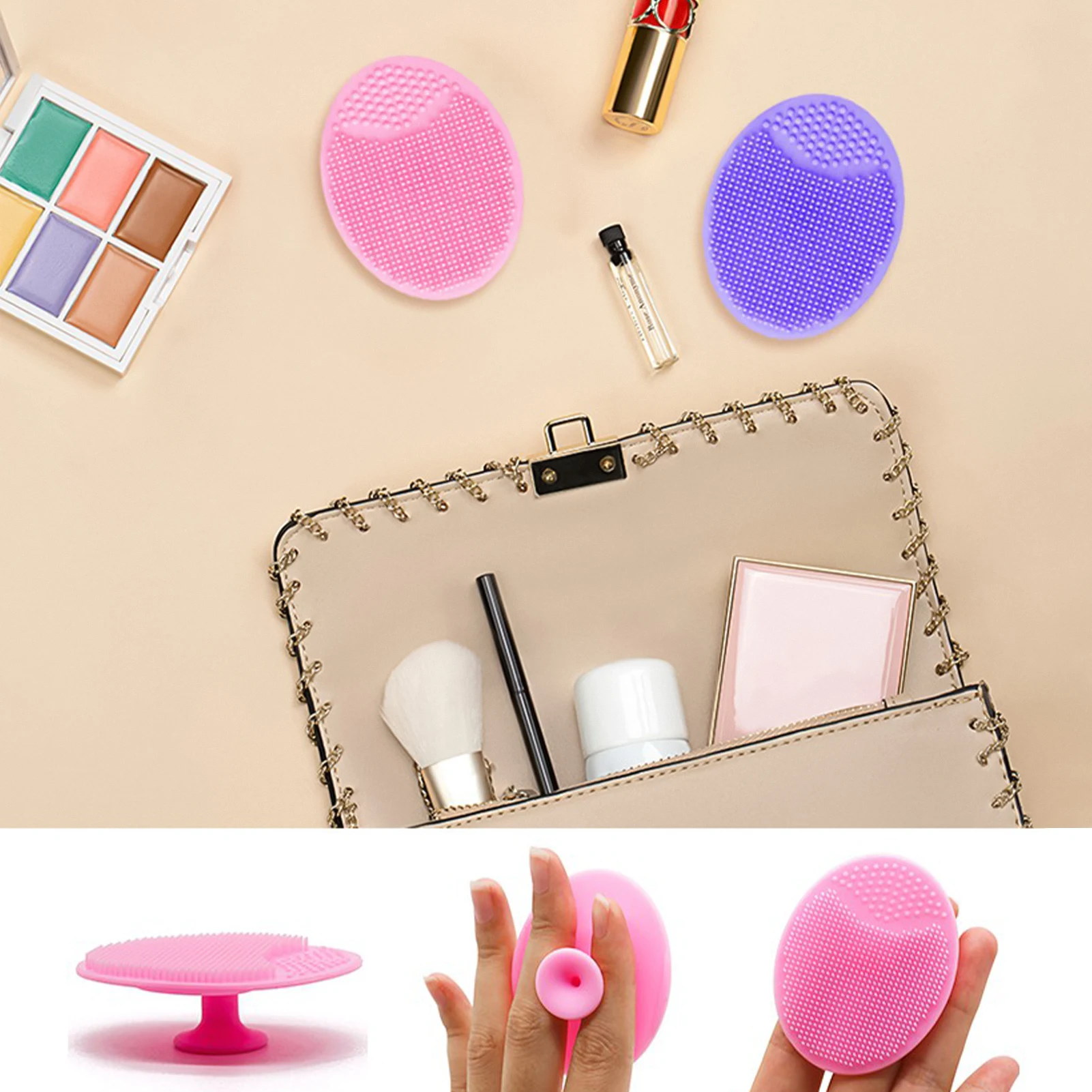 Silicone Face Cleansing Brush Handheld Face Scrubber Mini Massage Waterproof Facial Cleansing Tool Soft Face Pore Cleanser Brush