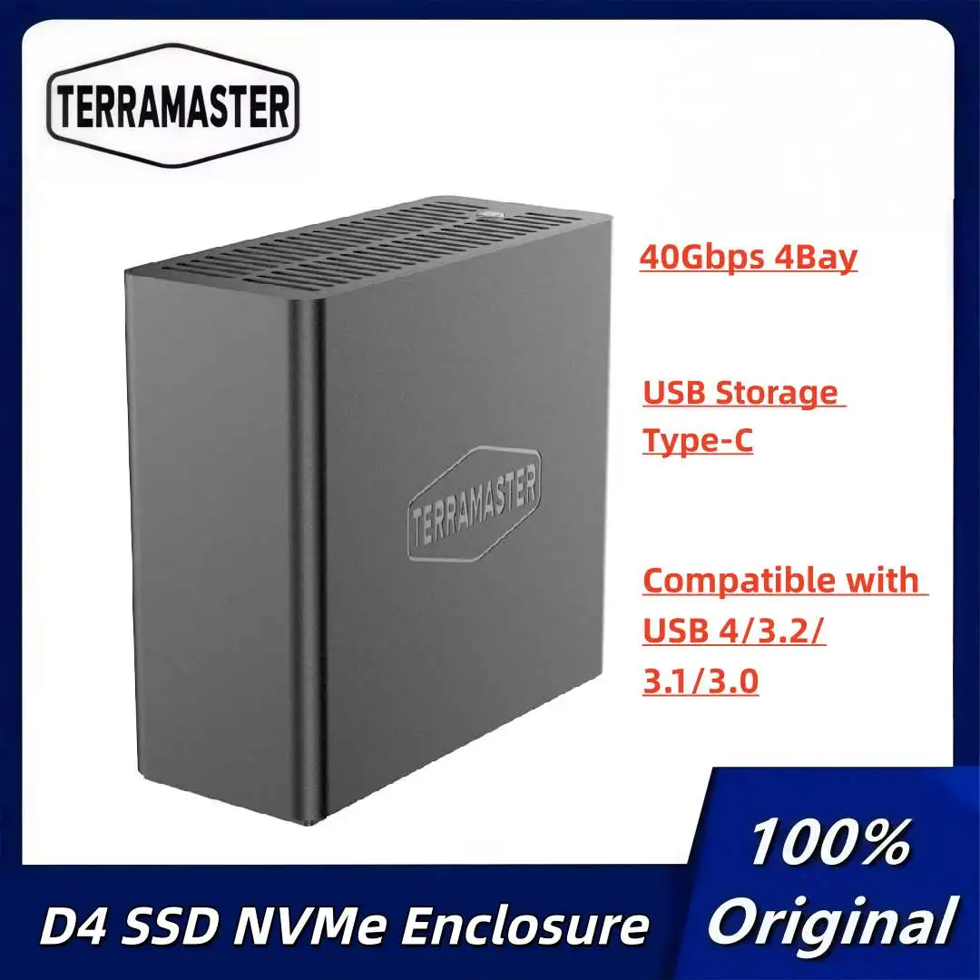 TERRAMASTER D4 SSD NVMe Enclosure - 40Gbps 4Bay, USB Storage Type-C (Diskless)