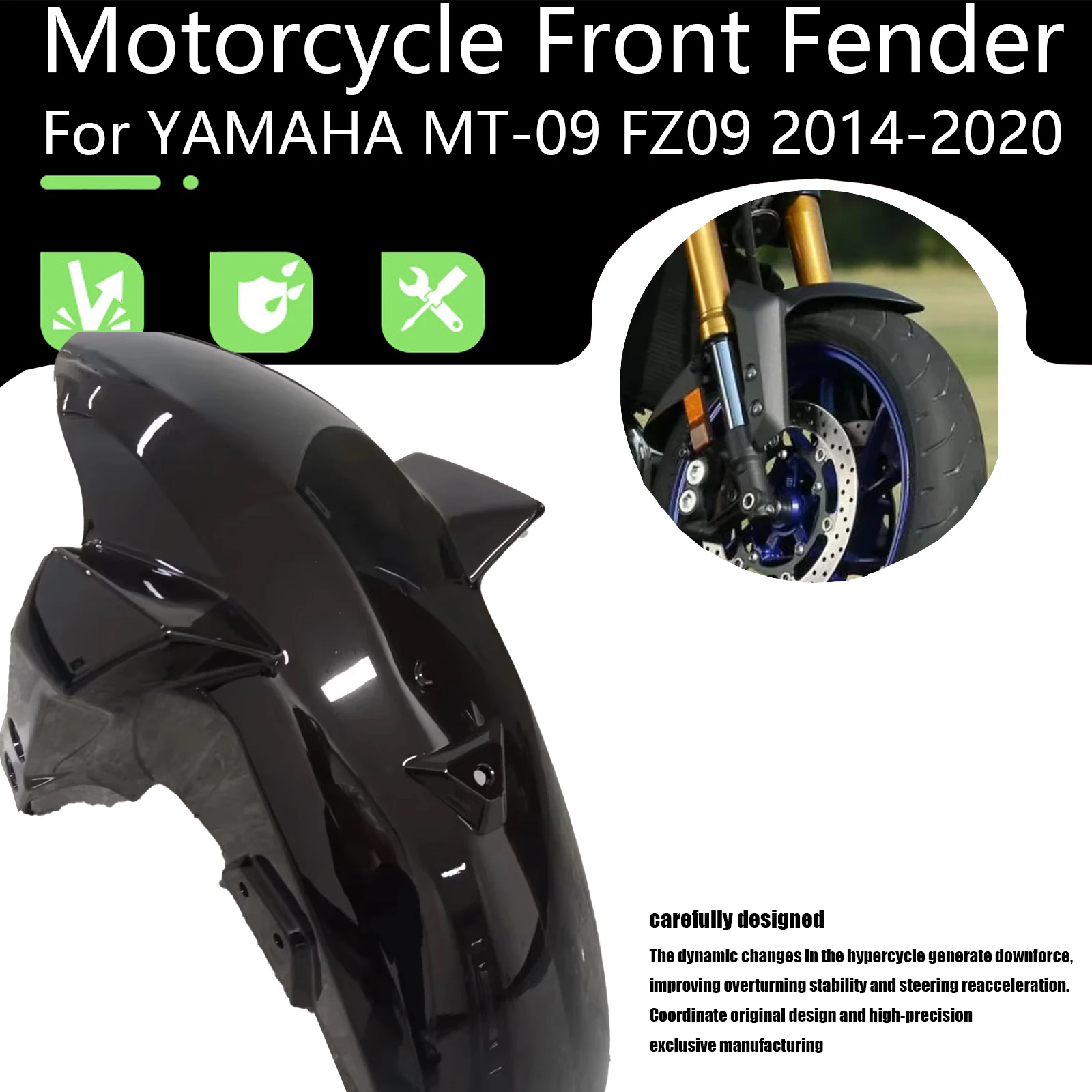 For Yamaha MT09 MT-09 FZ09 FZ-09 2014-2020 Motorcycle Front Fender Mudguard Fairing Wheel Splash Guard Accessories