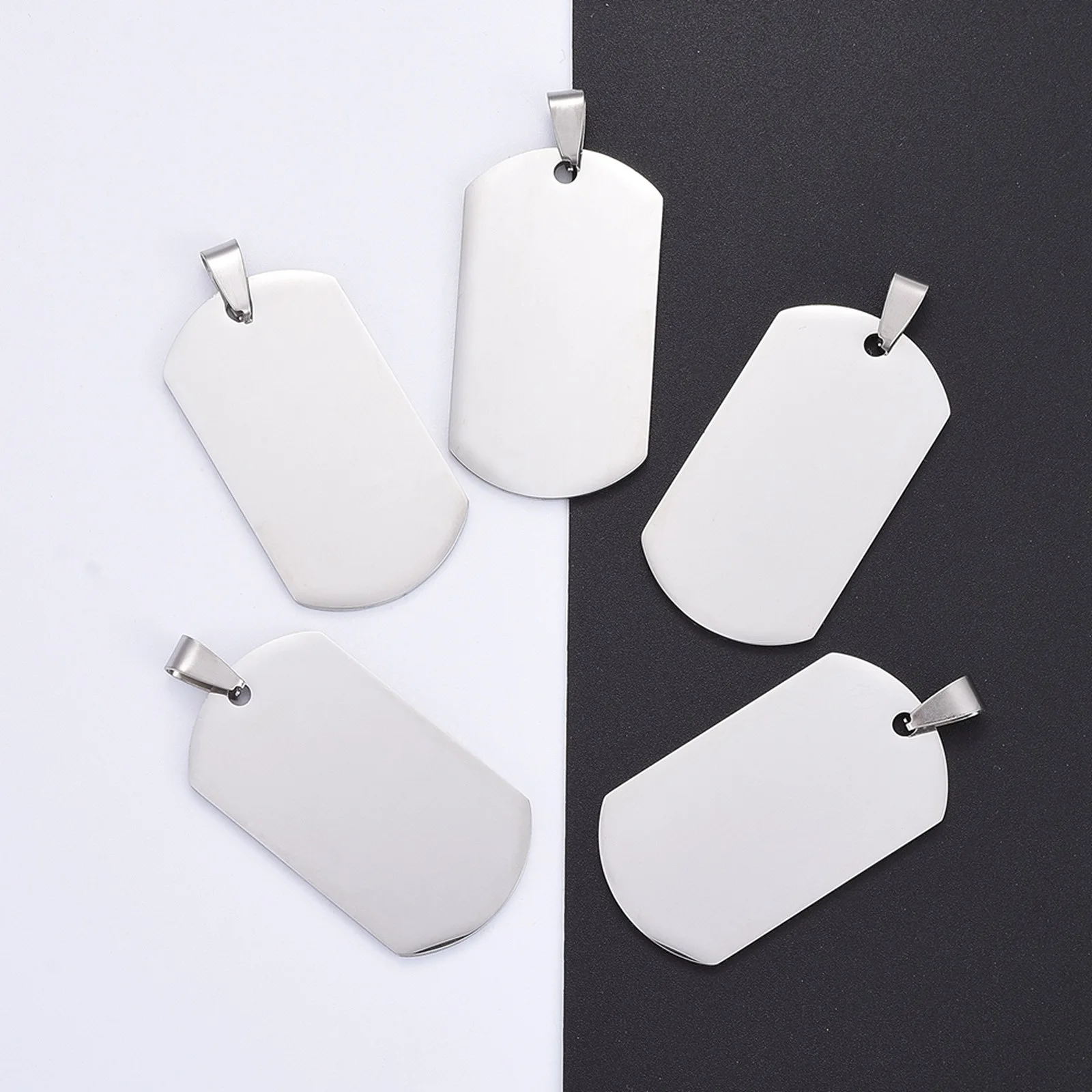 

5pcs 304 Stainless Steel Pendants Manual Polishing Stamping Blank Tags for DIY Necklace Keychain Jewelry Making Accessories Gift