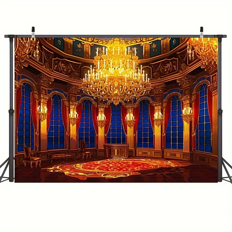 1 Banquet Hall Background Photography Beast Palace Background Princess Belle Party Gorgeous Castle Background Decoration