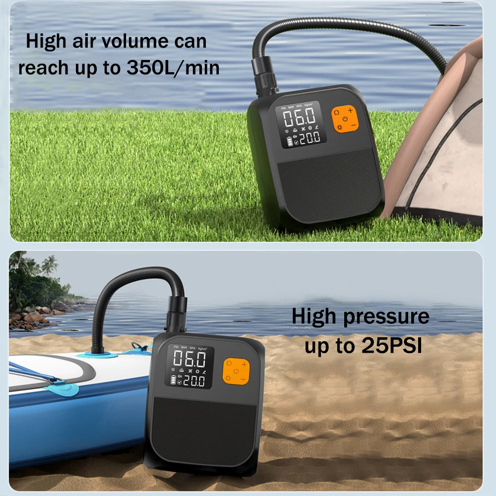 Car Intelligent Air Pump 25PSI High Pressure Air Compression USB Rechargeable Battery-Powered Electric Paddle Inflatable Pump