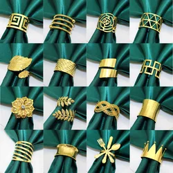 6Pcs Gold Napkin Ring Fashion Simple Napkin Holder Metal Serviette Buckles for Xmas Wedding Party Table Decoration Accessories