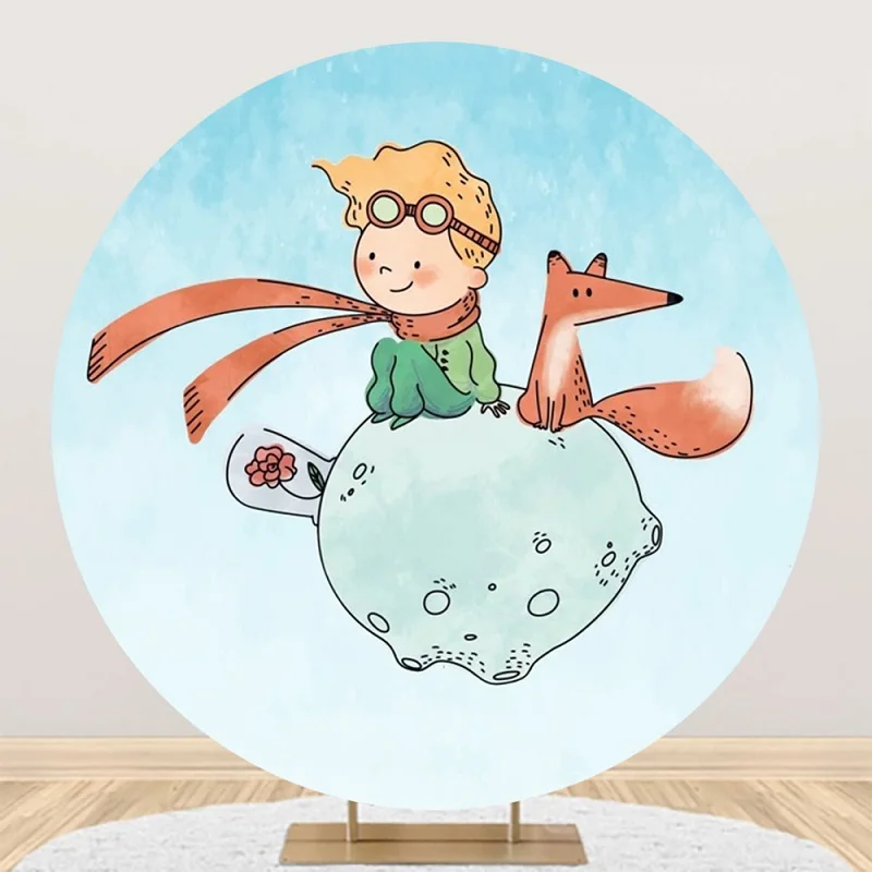 Round Backdrop Cover Le Petit Prince Decoration Birthday Boys Party Fairy Tale Little Prince Rose Fox Circle Background Cloth