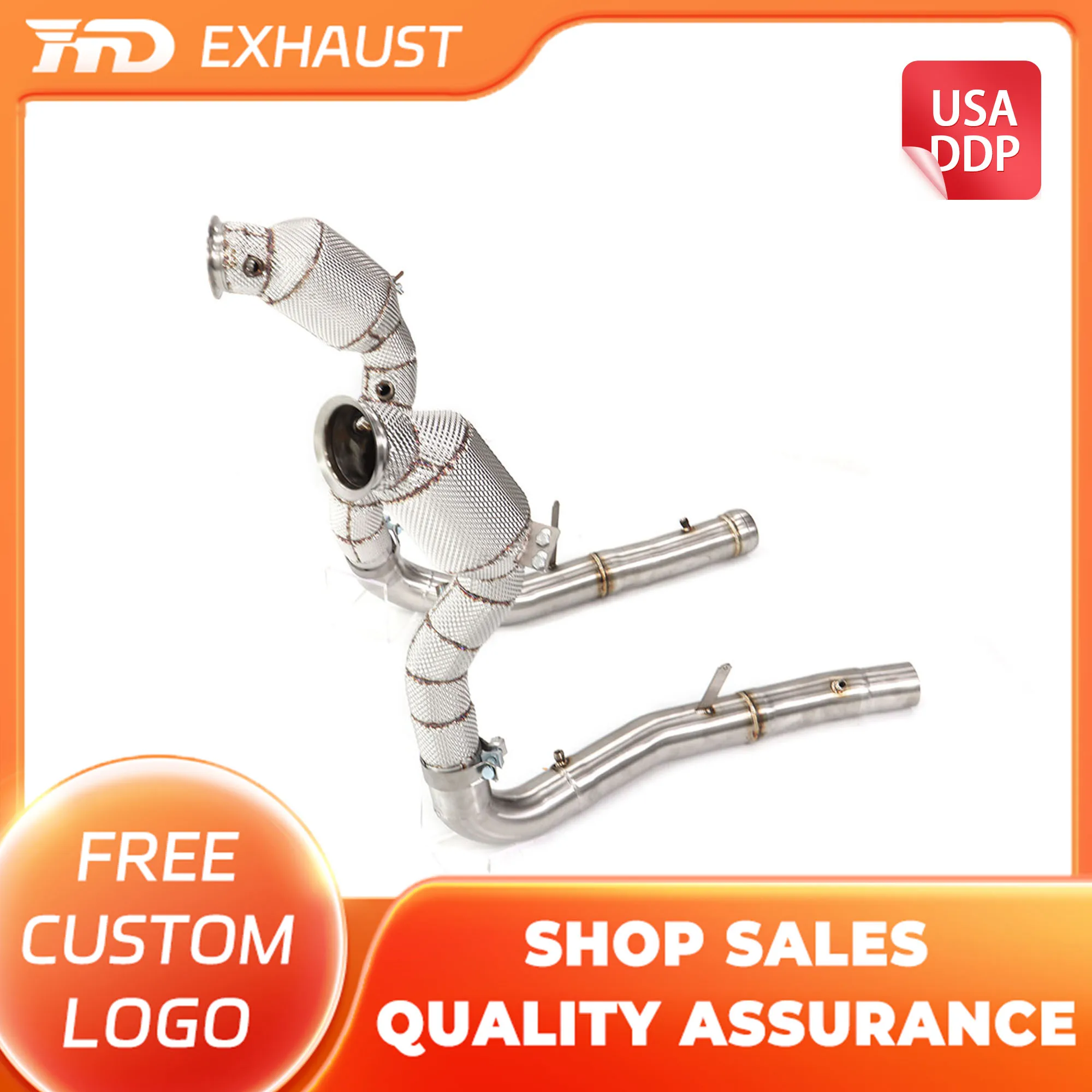 

HMD Hot Sales Performance Exhaust for Mercedes Benz AMG GT SS304 Catalytic Downpipe With Cat