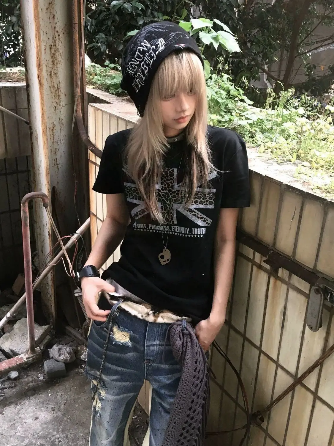 Y2K Alt Aesthetic Women's Cropped T-shirt, Leopard Print Fitted Shoulder Slim Short Tee Summer New Subculture Visual Style Top