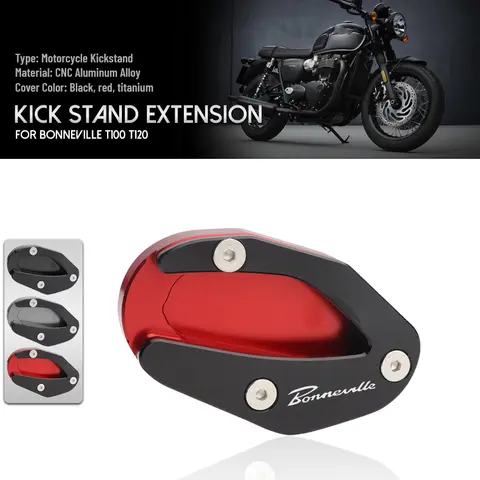 Bonneville T100 T120 2018-2023 2022 오토바이 CNC 킥스탠드, 풋 사이드 스탠드 익스텐션 패드 지지대, 플레이트 확대 액세서리