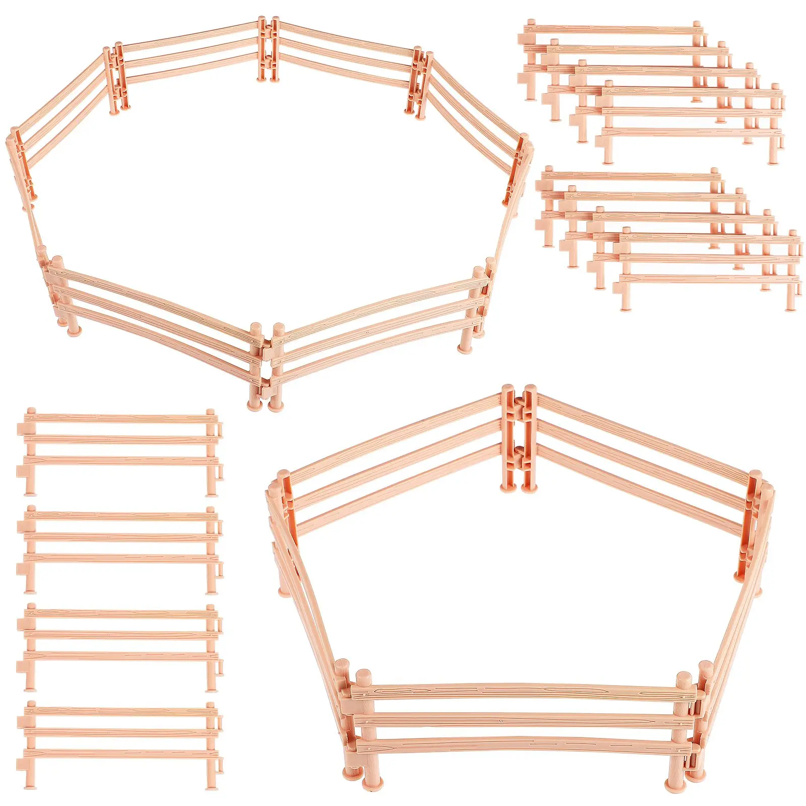 

50 Pcs Beige Fence Toy Horse for Farm Animals Set Barn Accessories Fencing Pvc Child