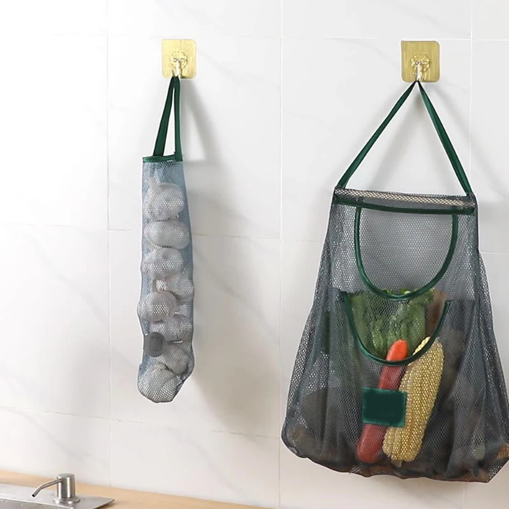 Kitchen Storage Bags Mesh Bag Hand Carry Bag Hanging Hanging Bag Hollow Breathable Kitchen Tools Fruit Vegetable Storage Bag