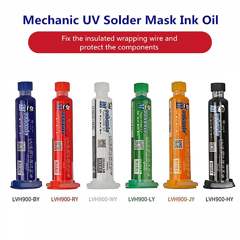 

MECHANIC 10CC UV Light Solder Mask for Phone Yellow/Blue/Red/Green/Black/White PCB BGA Paint Prevent Corrosive Welding Flux Oil