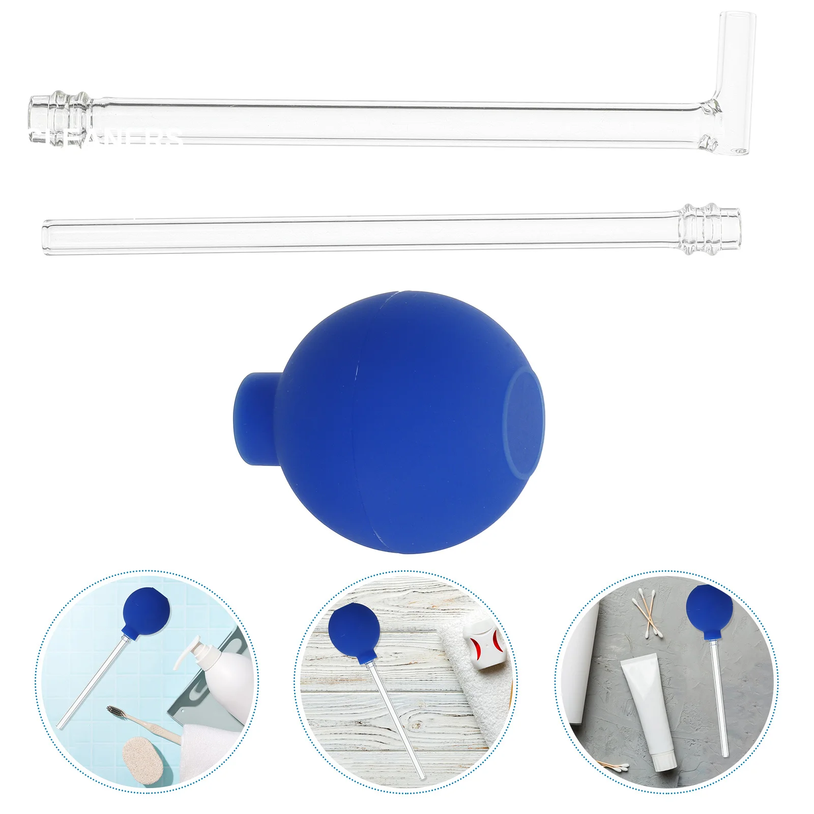 

1Set Multi Functional Oral Cleaner Suction Ball Manual Style Long Tube Glass PVC Cleaning Tool Portable Dental Irrigator Home