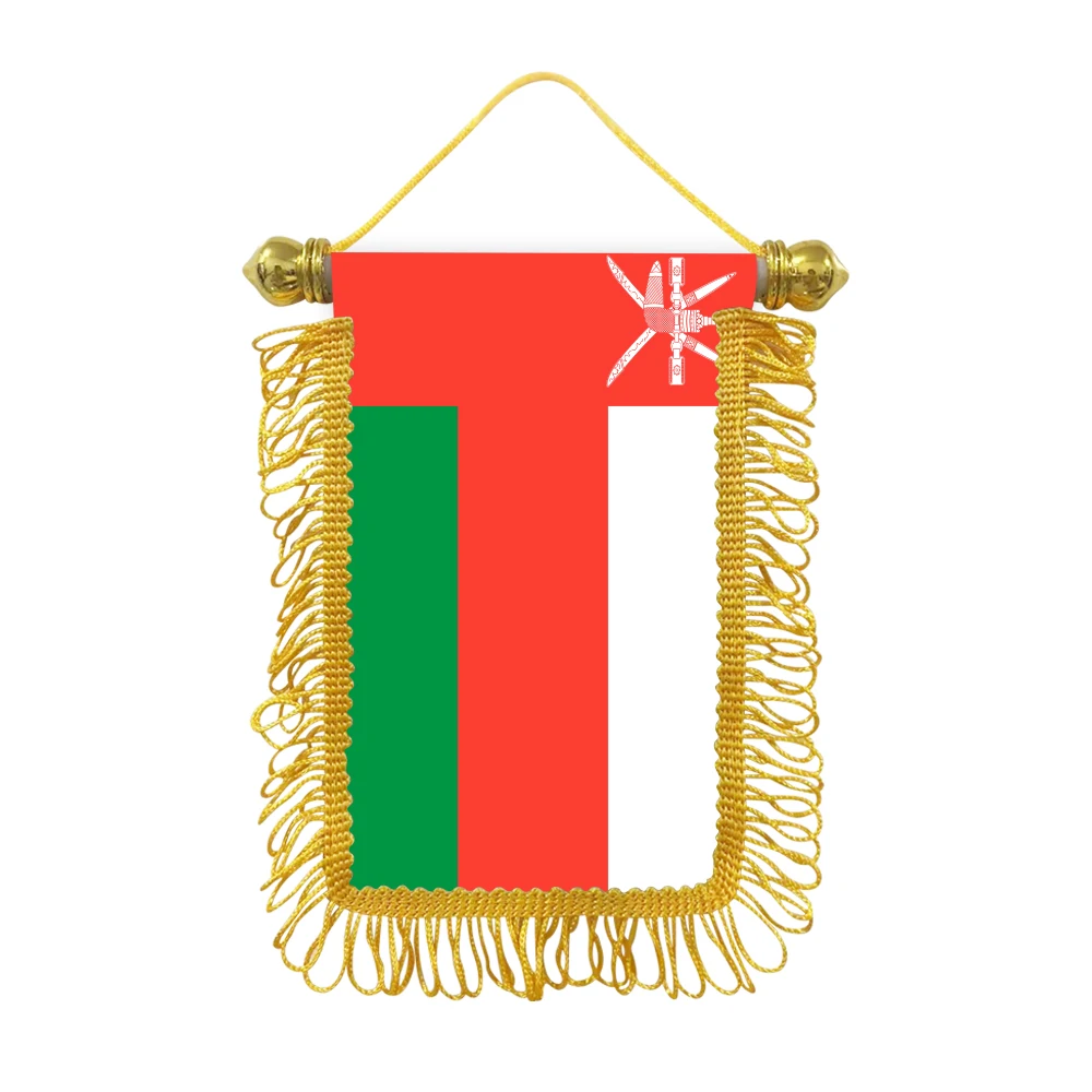 Oman small hanging flag 10x15cm triangular flag car decoration hanging flag double-sided pattern with suction cup