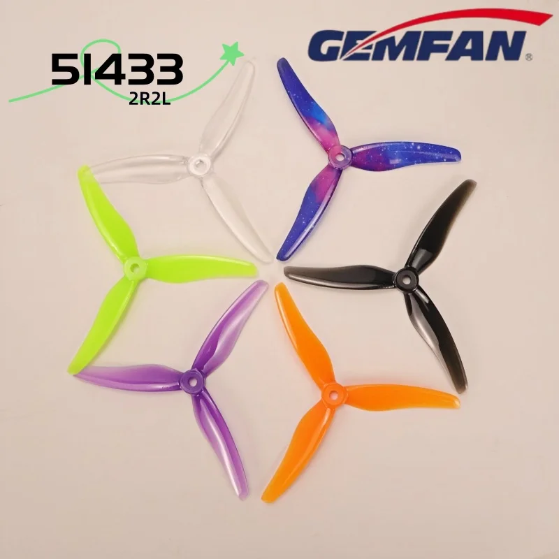 2 Pairs/4 Pcs Gemfan 51433 5 Inch 3 Blade/ Tri-Blade Propeller Props CW CCW Brushless Motor FPV Propeller for FPV Racing Drone