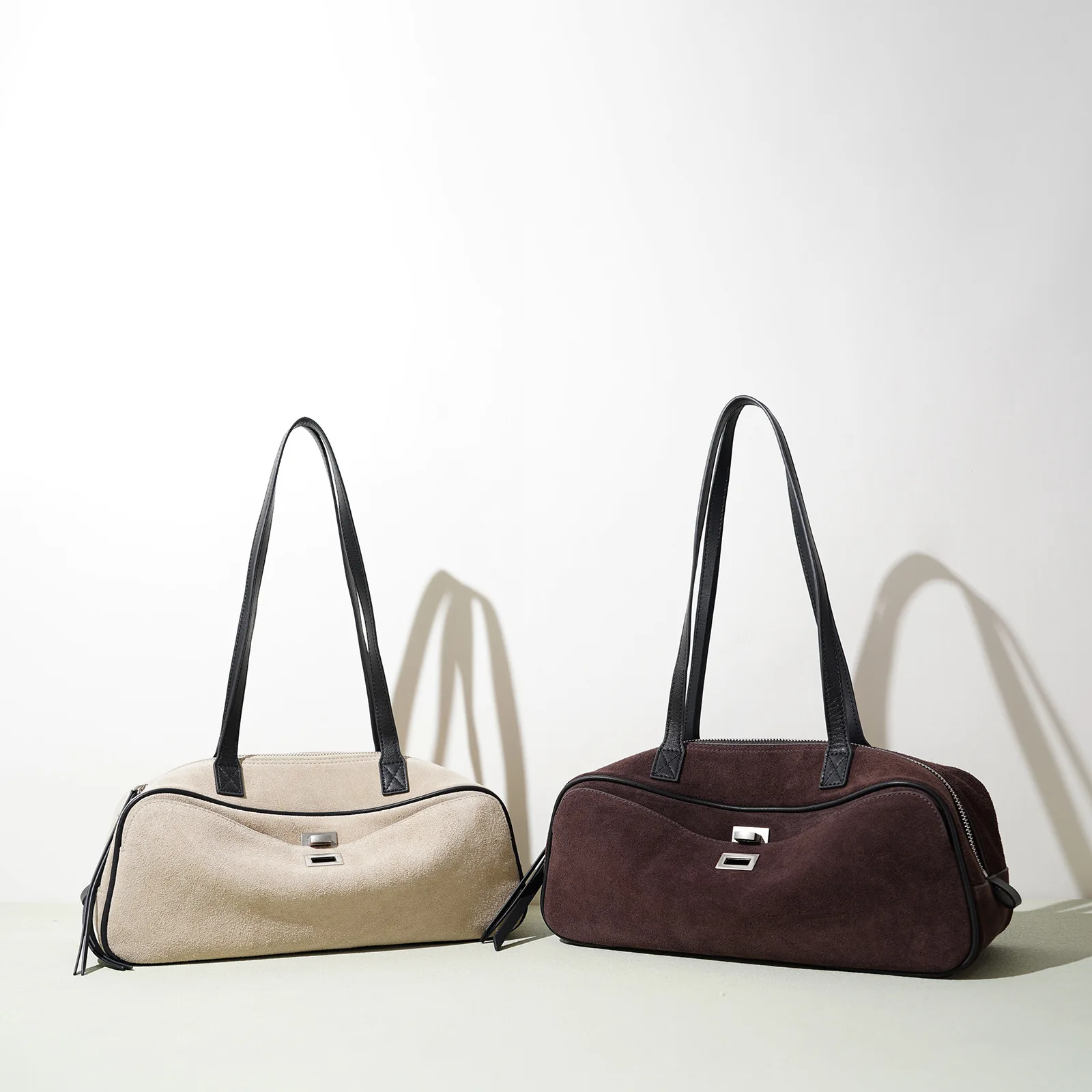 2025 جديد وسادة جلدية من جلد الغزال حقيبة كتف الكورية نمط فريد متعدد المقصورة جلد ناعم المرأة حقيبة يد عملية عادية #2