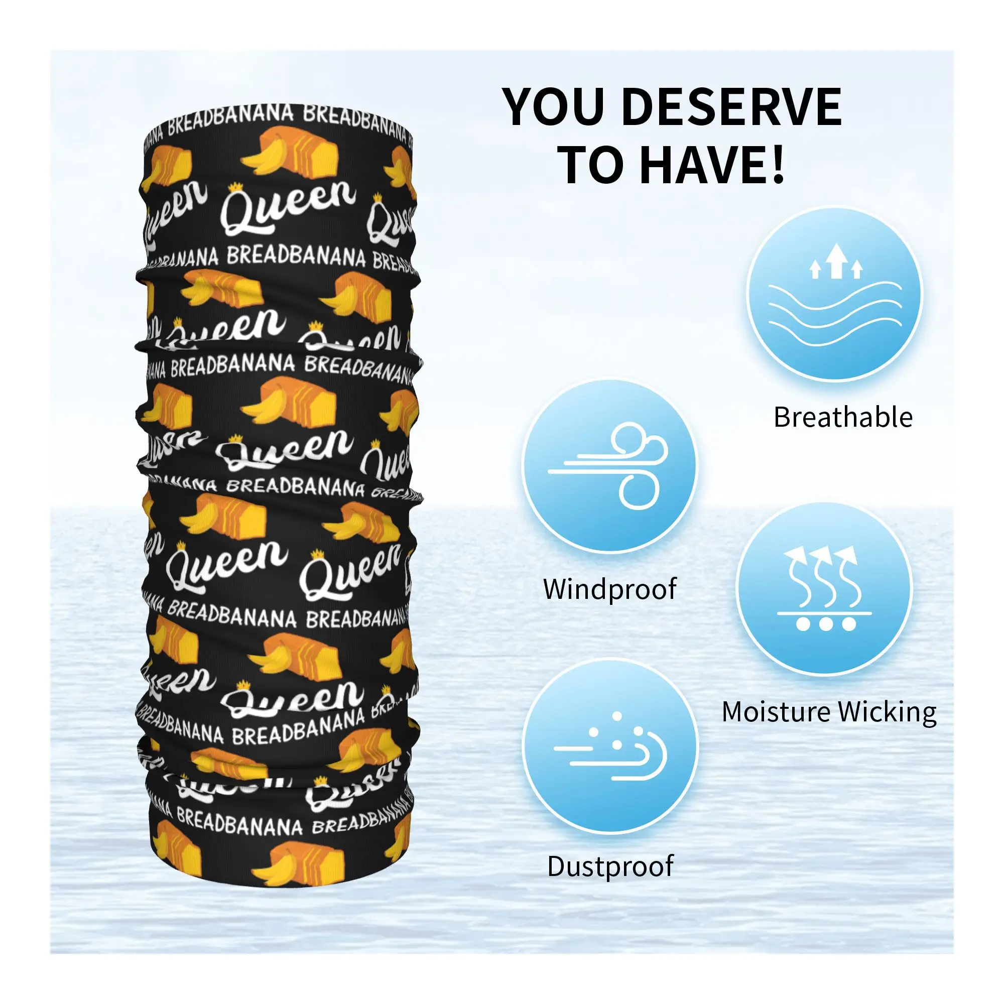 Baking Banana Bread Queen Bandana Neck Gaiter Syal Bungkus Cetak Hiasan Kepala Multifungsi Lari untuk Pria Wanita Dewasa Dapat Dicuci