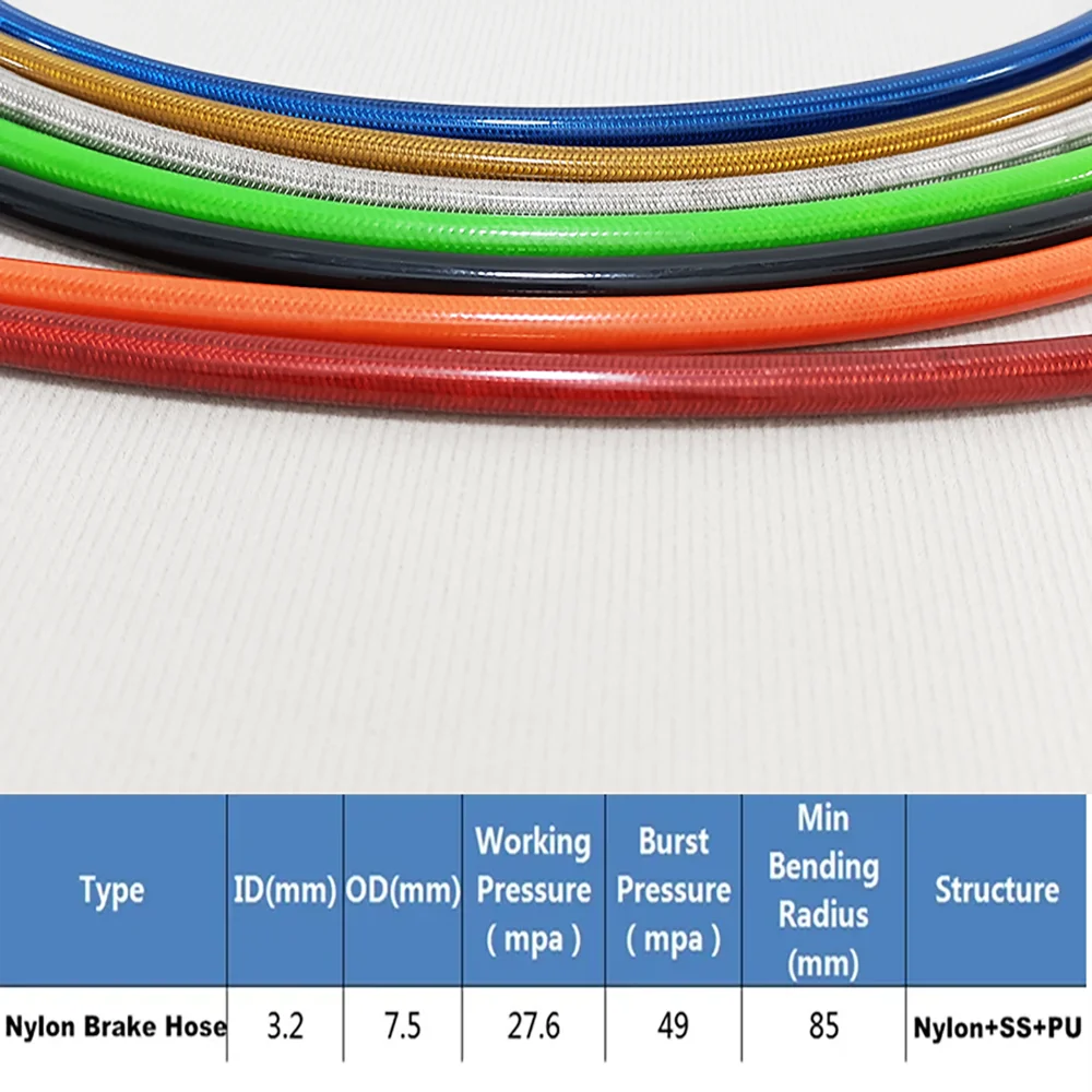 AN3 1M~20M Motorcycle Braided Stainless Steel Nylon Brake Pipe Line Hose Brake Line Gas Oil Fuel Tube Pipe Racing Brake Hose