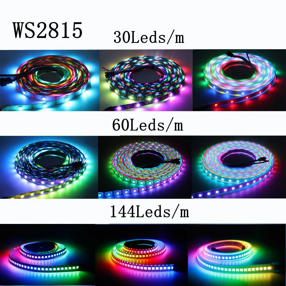 فردي عنونة RGB LED قطاع الخفيفة ، DC12V ، WS2815 ، WS2812B ، WS2813 ، IP30 ، 65 ، 67 ، 30 ، 60LEDs ، م ، 1-5 قطعة ، تحديث