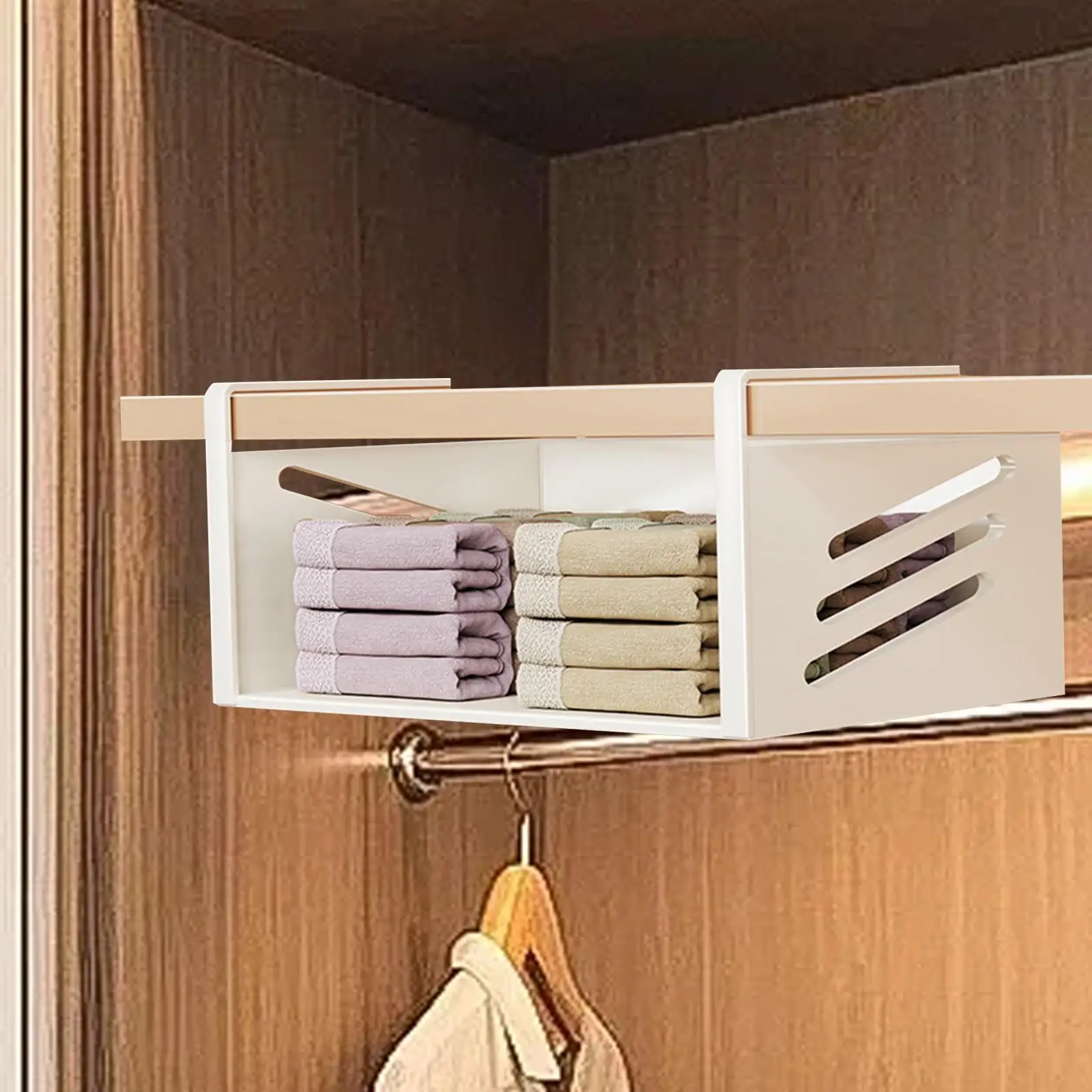 Hanging Holder for Cabinet Houseware Organization Carbon Steel Shelf Organizer for Bedroom Wardrobe Kitchen