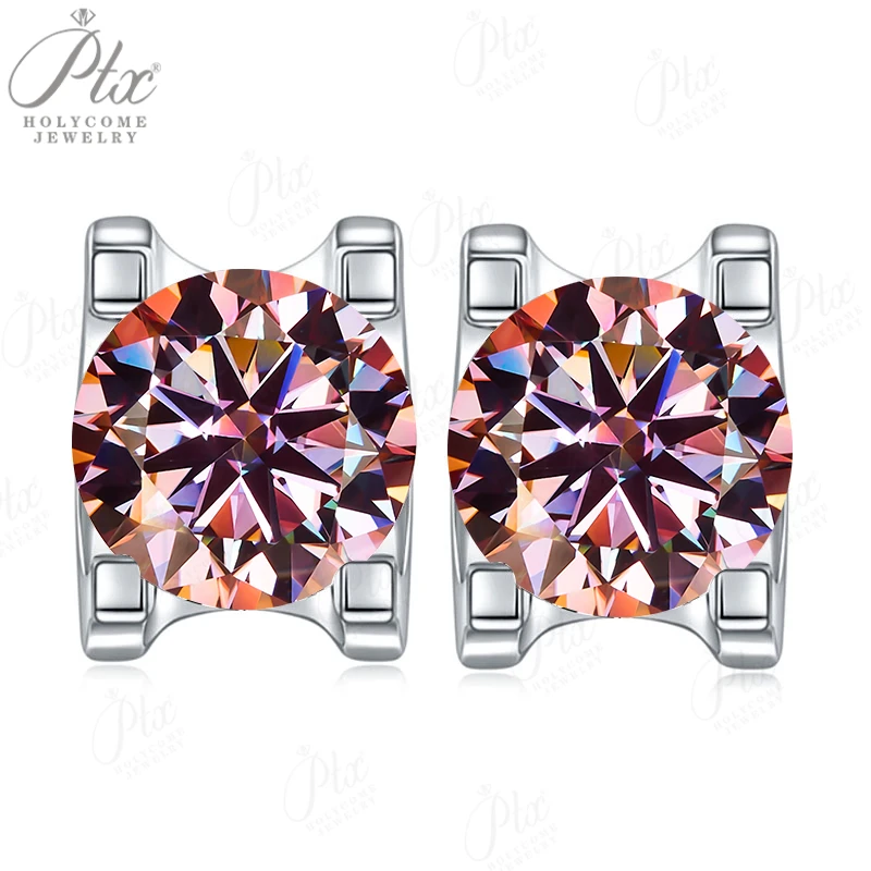 أقراط مويسانيتي 12 لون 925 فضي 0.5CT رأس البقر المستدير UniSex أحجار الميلاد مجوهرات الزفاف ملابس يومية كلاسيكية هدية جوهرة #4