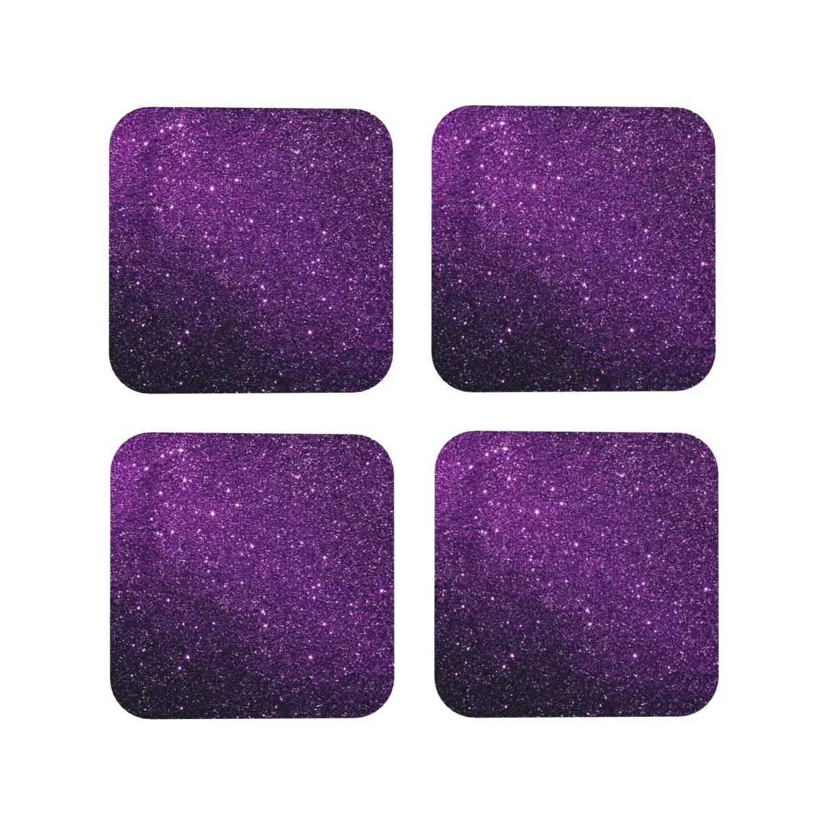 Gradient Purple Glitter Pattern Coasters Coffee Mats Mug Cup Placemats Tableware Pads for Home Kitchen Dining Bar