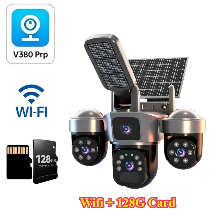 4G Simkaart Solar CCTV PTZ Buiten Draadloze Bewegingsdetectie PIR WiFi IP Camera met Sirene Solar Aangedreven CCTV Solar Lamp