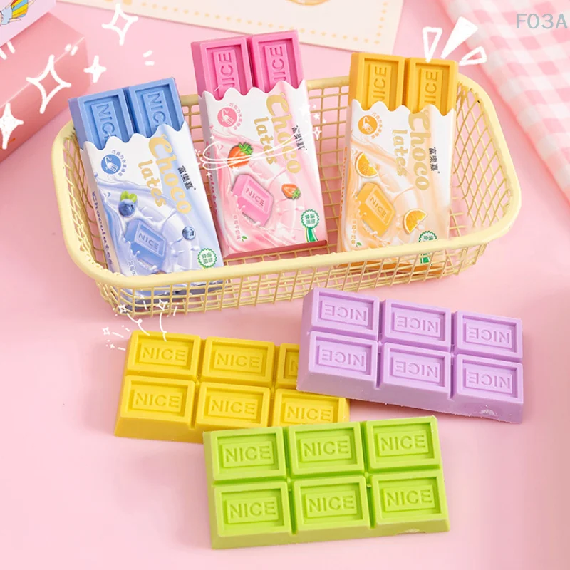 Random 1pc Kawaii Rubber Fun Creative Chocolate Eraser For Kids Student Novelty Stationery Office School Supplies