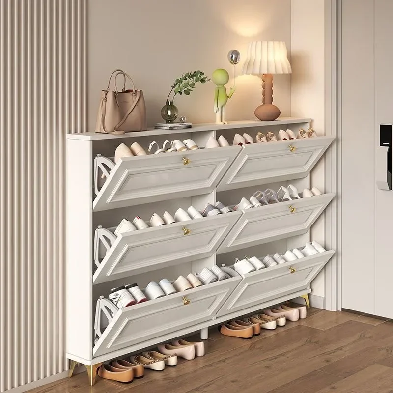 2026 American ultra-thin tipping bucket household shoe cabinet door entrance entrance cabinet