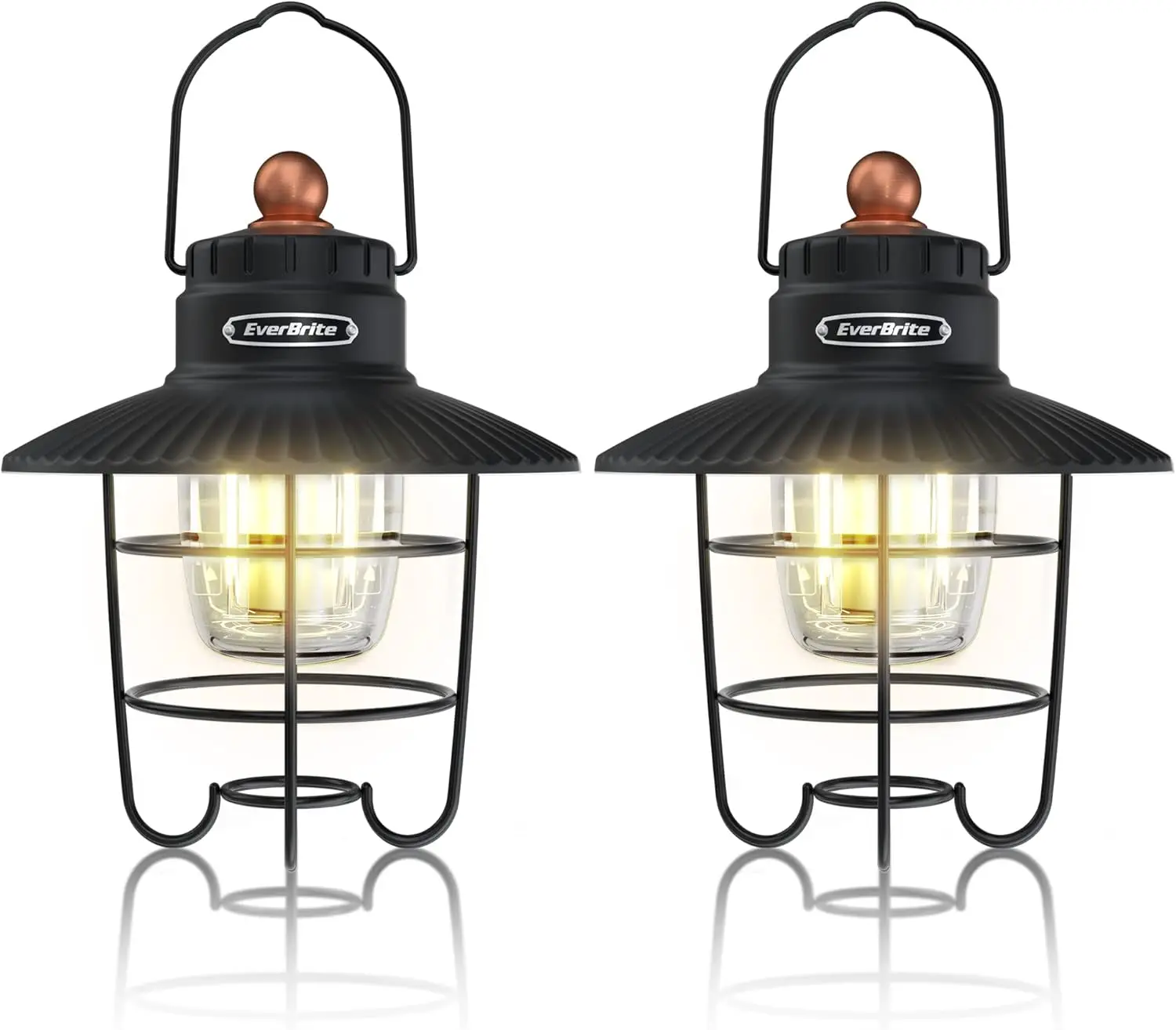 

USB C Rechargeable Lantern Pack of 2, Vintage Outdoor Light with Power Bank, 3 Modes for Emergency Fishing