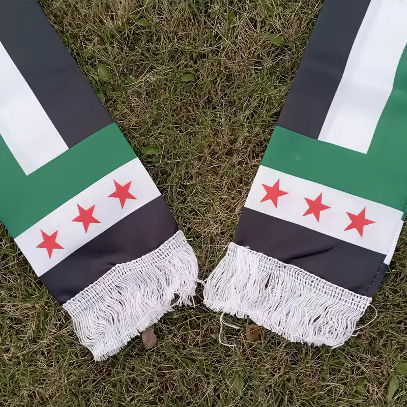 Xvggdg Customized Scarf Old Syria Scarf 15*150cm The Syrian Arab Republic Syrian Three Star Scarf Banner