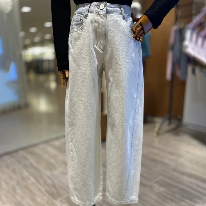 

Джинсы Color Blo с высокой талией и широкими штанинами, свободные летние женские джинсовые брюки премиум-класса с застежкой-молнией