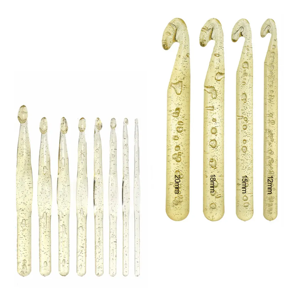 

12PCS Crystal Crochet Hooks Knitting Needles Smooth Plastic Vibrant Colors Non Slip H les Ideal Beginners Experienced Crocheters