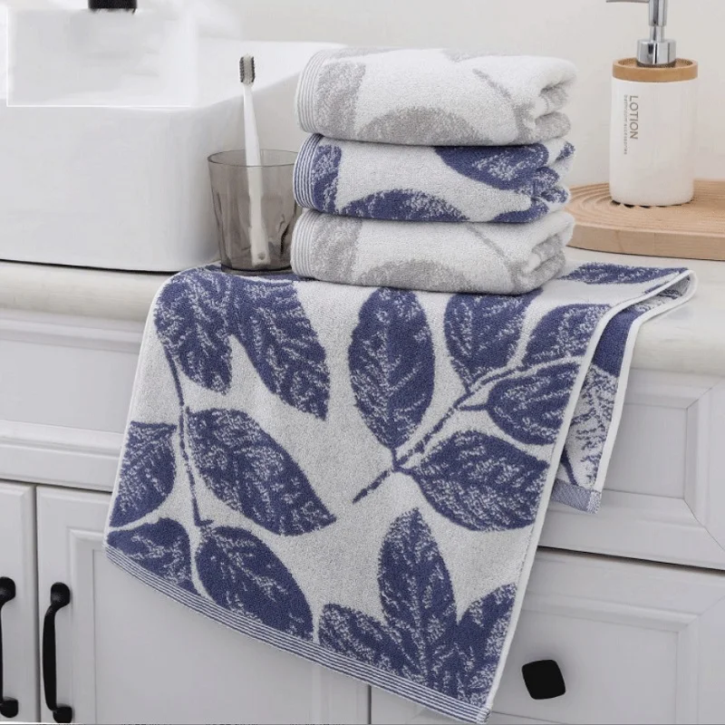 1/2/4pcs Leaf Face Towel Absorbent Skin-friendly Household Daily Use Adult Towel Face cotton Gtowel 35*75cm(13.78*29.53 inch)