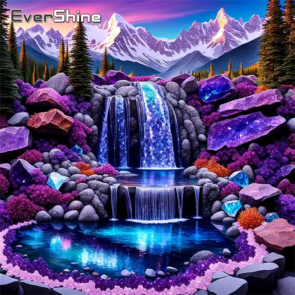 Evershine Vollquadrat Rund Diamant Mosaik Berglandschaft DIY Diamant Malerei Wasserfall Neuankömmling Dekor für Zuhause