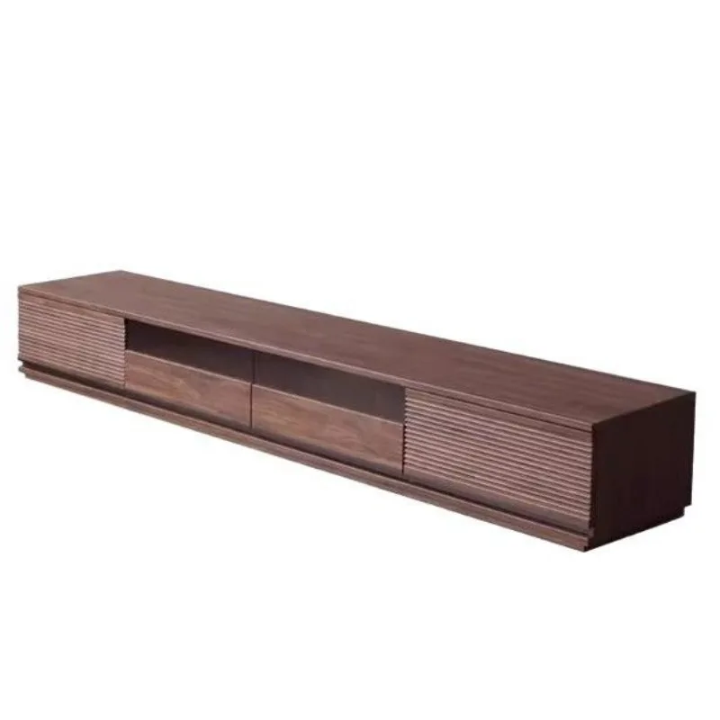 

Black walnut solid wood TV cabinet coffee table combination simple floor-to-ceiling audio-visual cabinet storage cabinet