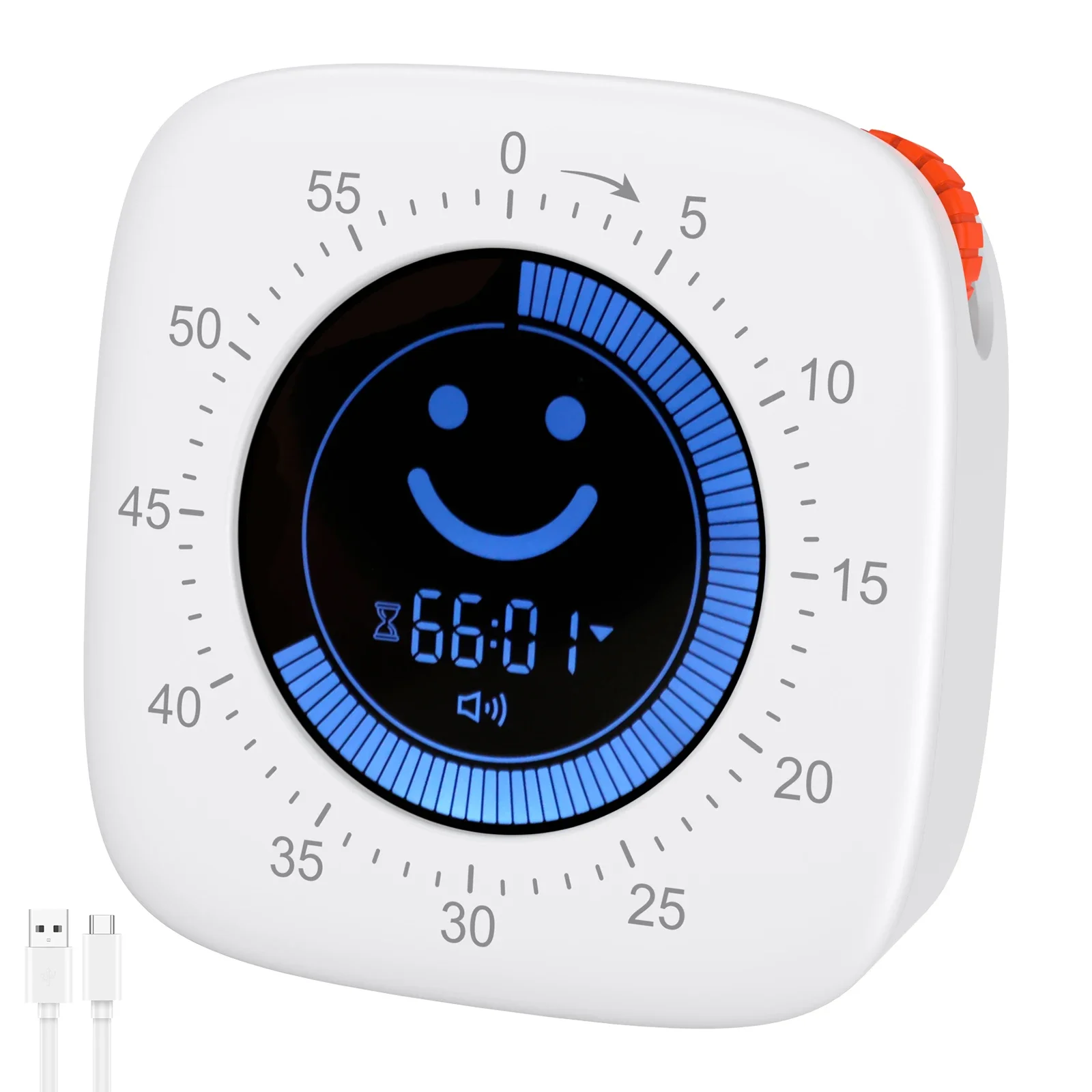 

Visual Timer Rechargeable Digital Kitchen Timer with 4 Alarm Modes Compact Countdown Count Up Timing Device for Home Kitchen