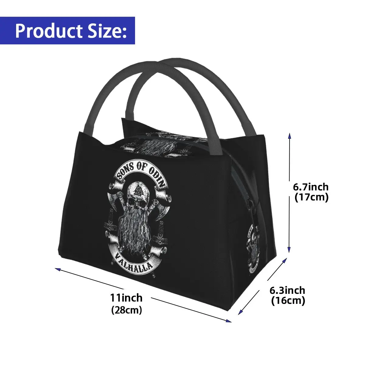 See You In Valhalla Skull Viking Insulated Lunch Bag for School Bento Storage Food Boxes Container Cooler Thermal Lunch Box Tote