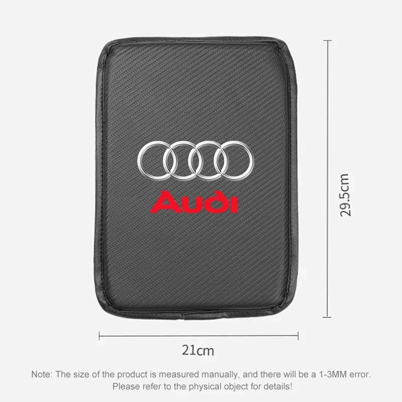 1Pcs Car Armrest Box Mats Leather Center Console Covers Emblem For Audi A1 A3 8P A4 B5 B6 B7 B8 A5 A6 C5 C6 C7 A7 A8 Q3 Q5 Q7 TT view 3