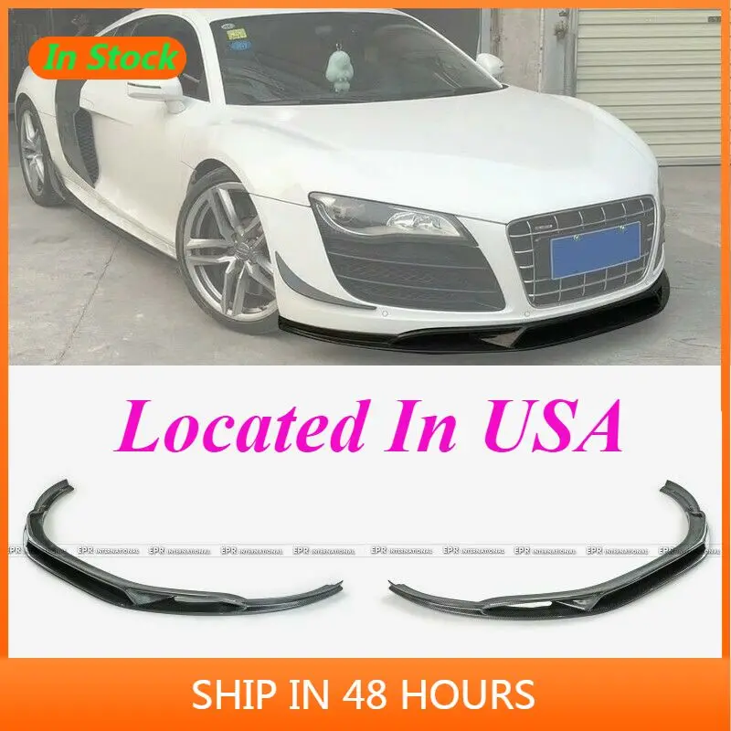 For 08-14 Audi R8 Type C Style Carbon Fiber Front Bumper Spoilers Diffuesr Lip AddOn Trim Bodykits Racing Drift