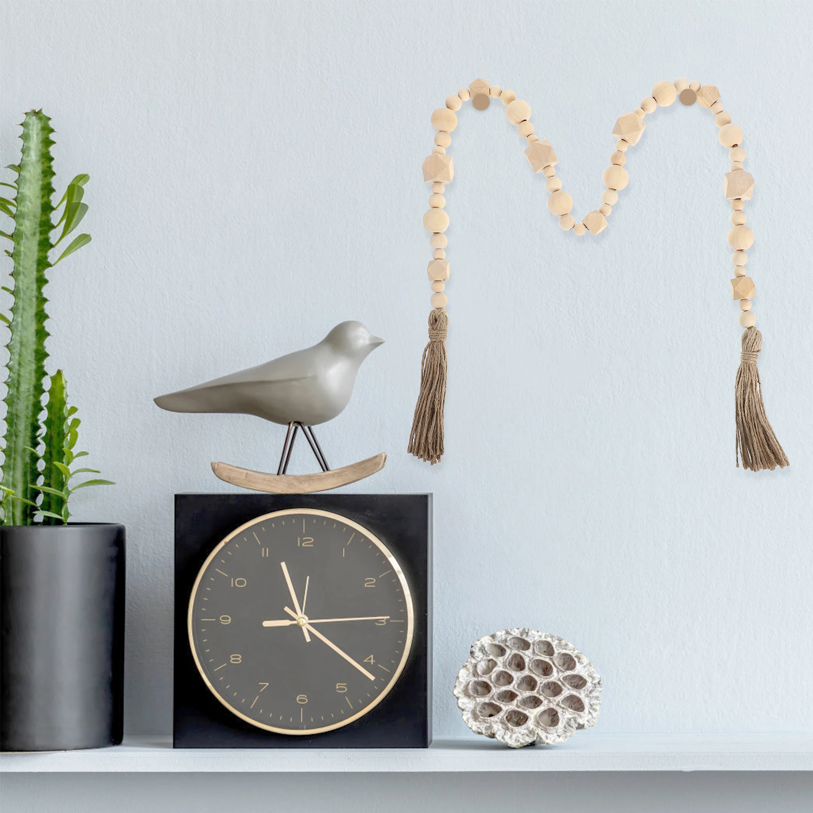 

Wooden Bead Pendant Home Decor Wall Hanging Rustic Christmas Simple Beads String Environmental nament