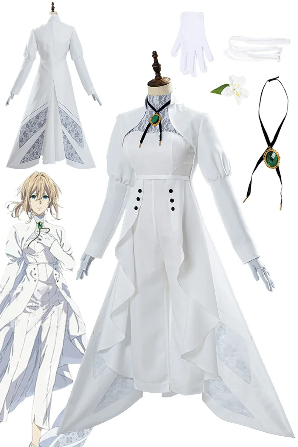 Violet Evergarden Anime Cosplay Traje para Mulheres, Conjunto Colar Halloween, Terno Carnaval para Disfarce Senhoras, Adulto