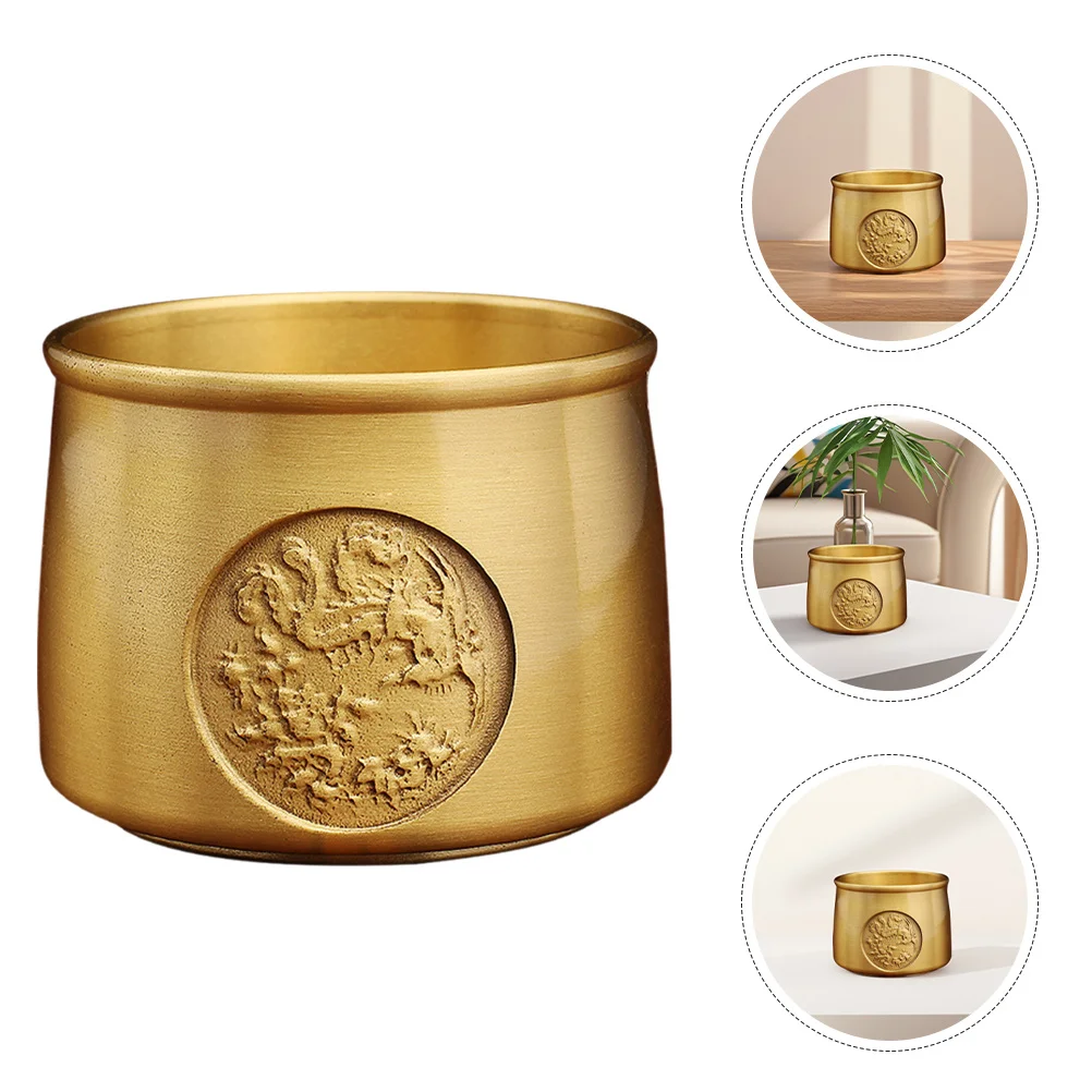 

Brass Dragon Phoenix Wine Cup Feng Shui Treasure Basin Chinese Fortune Money Bowl Decor Office Living Room Prosperity Wealth